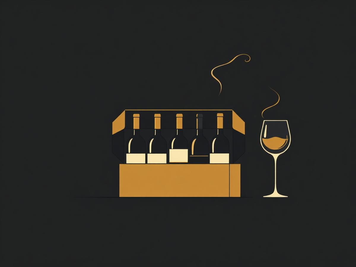 Illustrazione: cartone da 6 bottiglie con calice